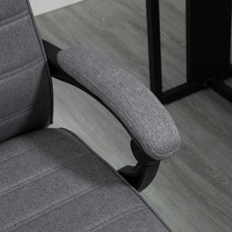 Vinsetto Grey Fabric Office Chair - Adjustable Height Swivel Desk Chair with Rolling Wheels for Home Office & Study