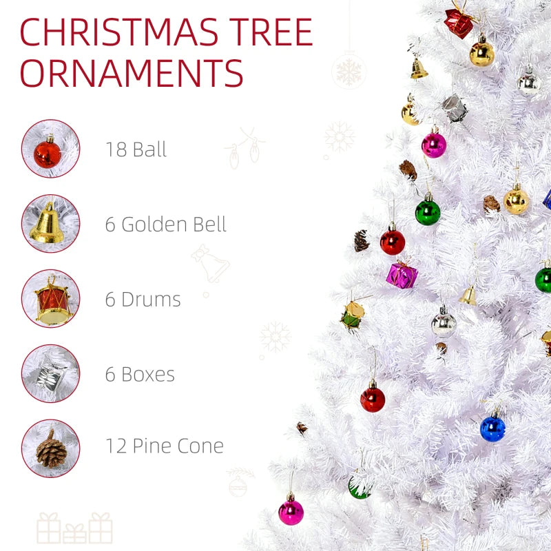 Elegant 5ft White Snow Artificial Christmas Tree with Metal Stand - Seasonal Home Decorations for Holiday Cheer