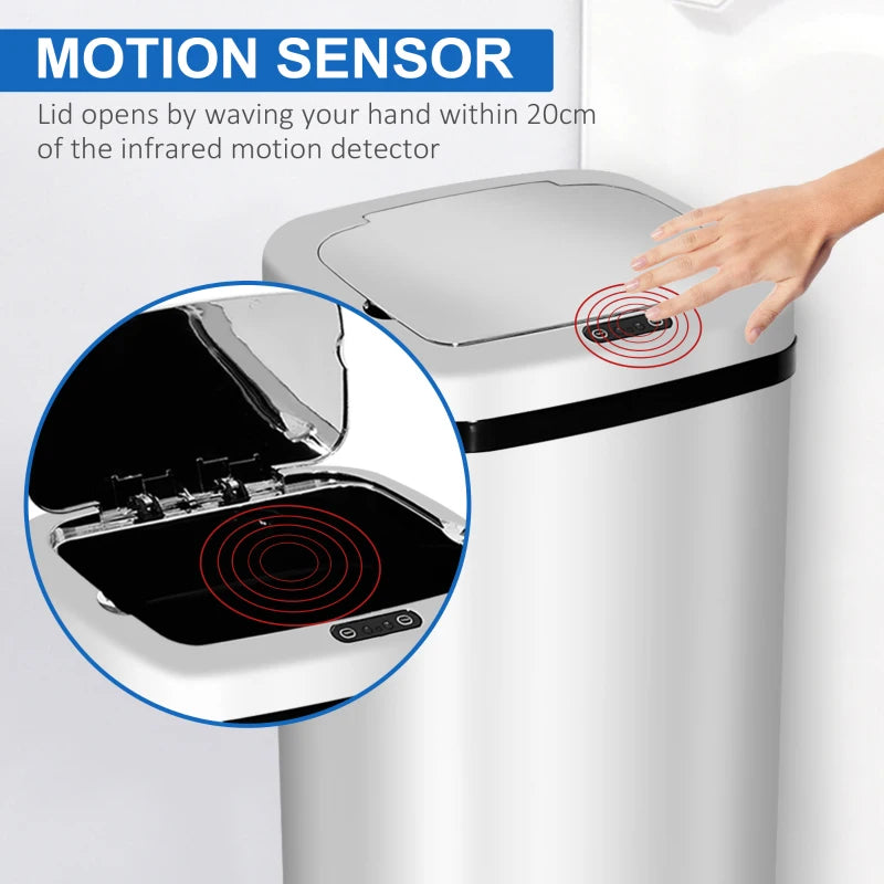 50L Infrared Touchless Automatic Motion Sensor Trash Can - Stainless Steel Dustbin for Home & Office Use