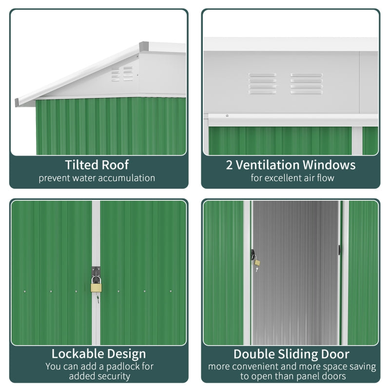 7.6ft x 4.3ft Light Green Garden Storage Shed