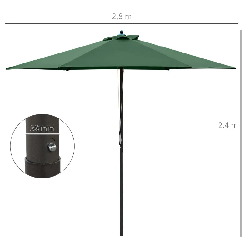 Green 2.8m Round Garden Parasol Umbrella