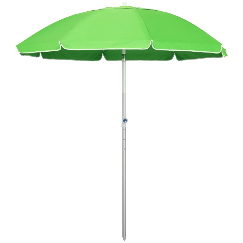 Green 2m Portable Beach Umbrella with Tilt and Adjustable Height