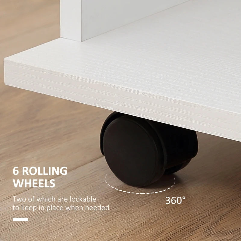 Double Mobile Open Wardrobe Storage Organizer with 6 Wheels Stylish White Design