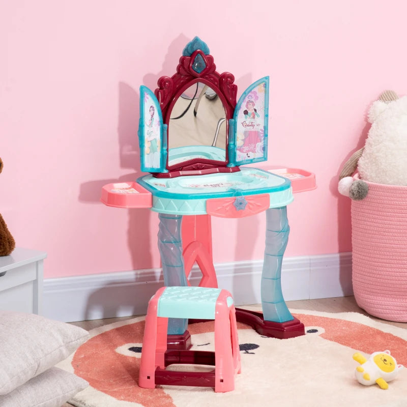 31 Piece Kids Dressing Playset with Magical Princess Mirror Light and Sound in Pink and Blue