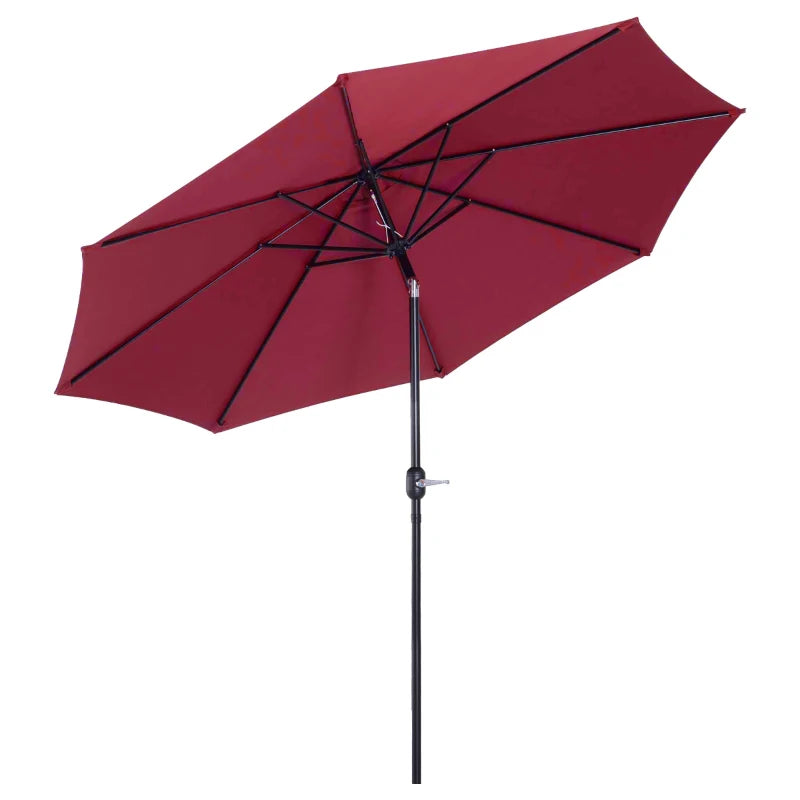 Wine Red 3m Tilt Garden Umbrella with Crank Handle - Outdoor Sun Shade