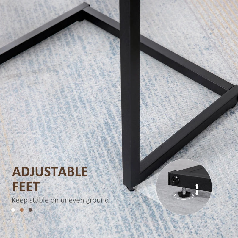 Nesting Side Tables Set of 3 C-Shaped Snack Tables with Steel Frame for Sofa Couch and Bed Rustic Brown