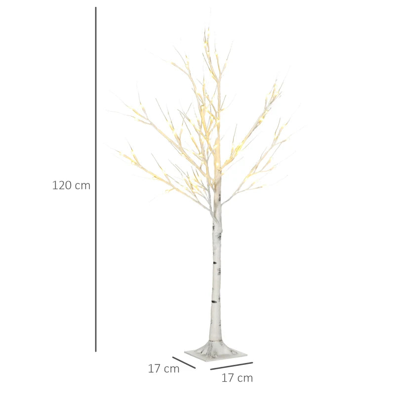 4ft Pre-Lit Artificial White Birch Tree with Warm White LED Lights - Indoor & Outdoor Decorative Lighting