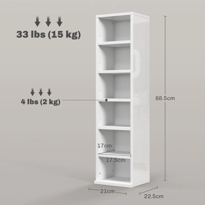 Set of 2 High Gloss White CD Storage Units - Stylish and Modern Organizer for 102 CDs - Perfect for Home Decor
