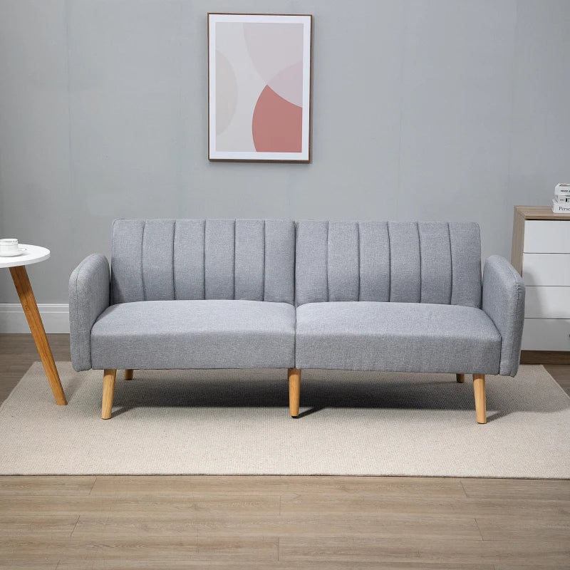 Light Grey Three-Seater Sofa Bed with Split Back Design for Versatile Comfort and Style