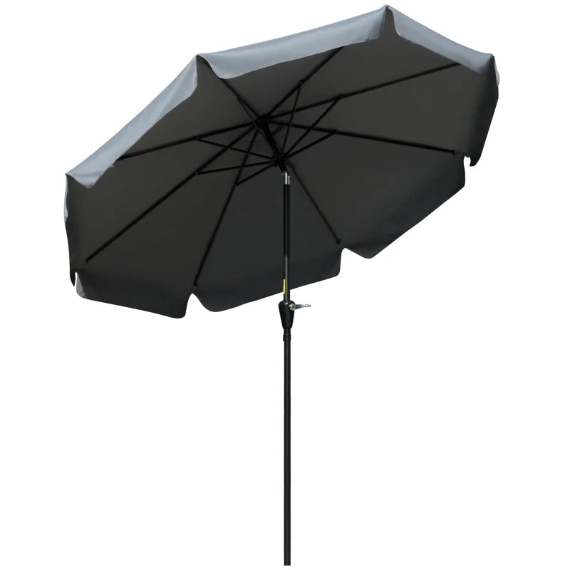 Grey 2.7m Patio Garden Umbrella with Tilt and Crank