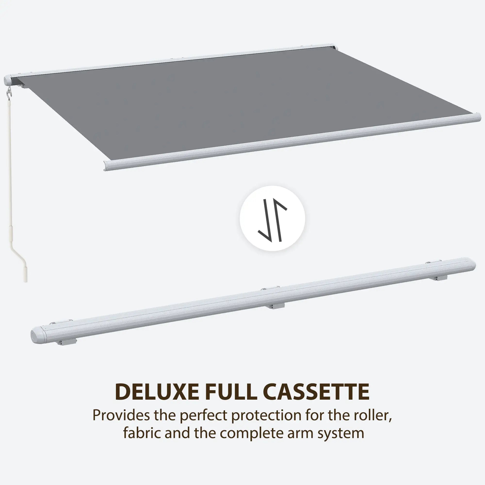 Grey 4m x 3m Retractable Awning With LED Light and Remote Controller