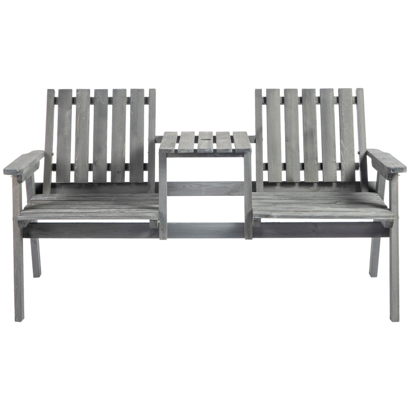 Grey Steel 2-Seater Antique Loveseat Bench for Outdoor Spaces