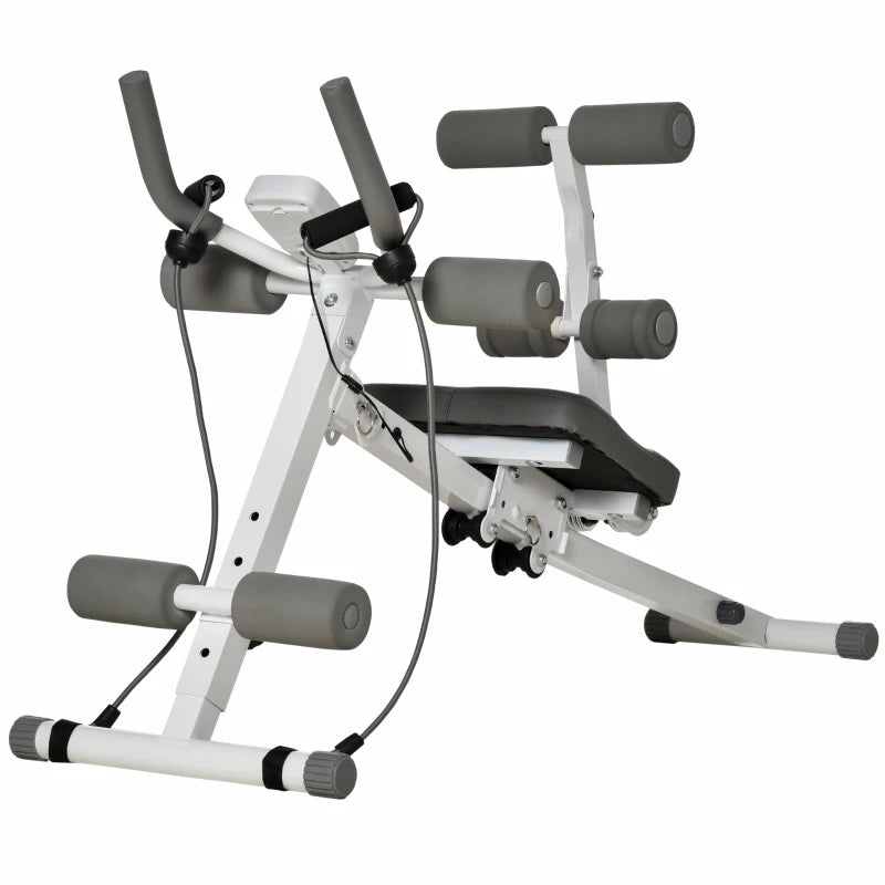 2 in 1 Core Abdominal Trainer Sit Up Bench with LCD Screen Adjustable Fitness Crunch Machine for Home Gym