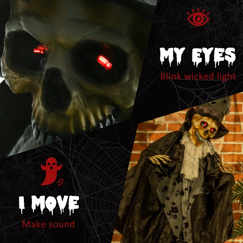 189cm Animated Ghost Bridegroom - Life Size Halloween Decoration with Sound, Motion Activation & Light Up Eyes