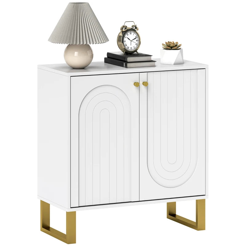Modern 2-Door White Sideboard Storage Cabinet - Stylish Home Furniture for Living Room, Dining Room, or Entryway