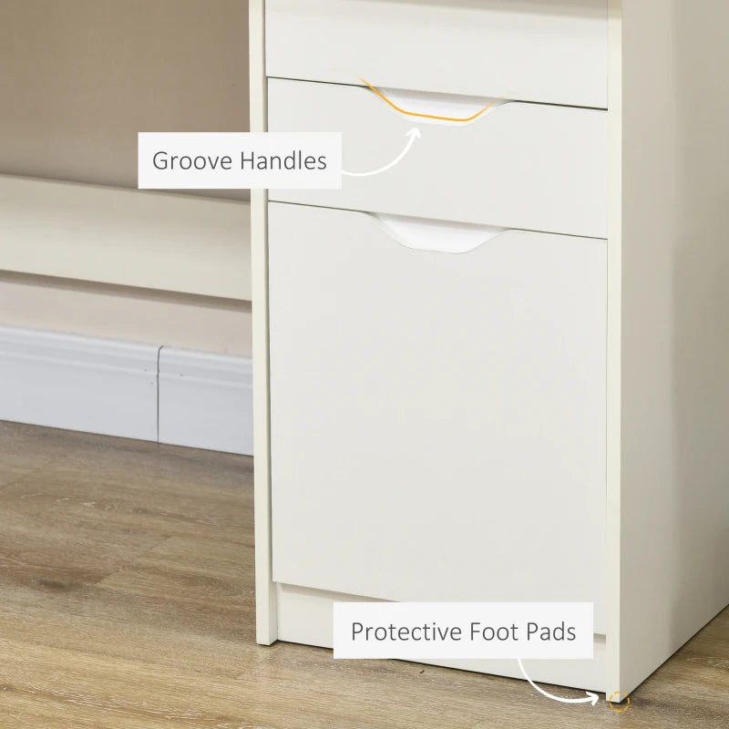 High Gloss White Computer Desk with Drawers & Storage Cabinet - Stylish 120x60cm Home Office Study Workstation