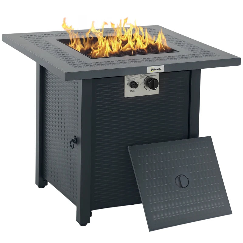 71x71cm 40000 BTU Gas Fire Pit Table - Stylish Black/Dark Grey Outdoor Heating Solution for Patios & Backyards