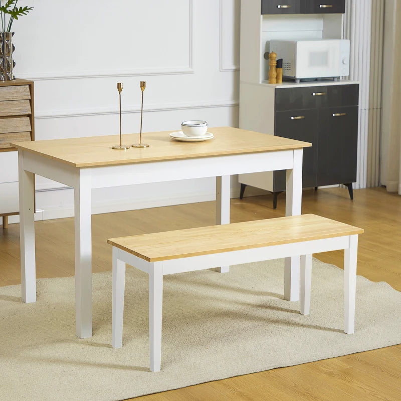 102 cm Wooden Dining Bench for 2 - Stylish White Kitchen & Dining Room Seating, Perfect for Entryway