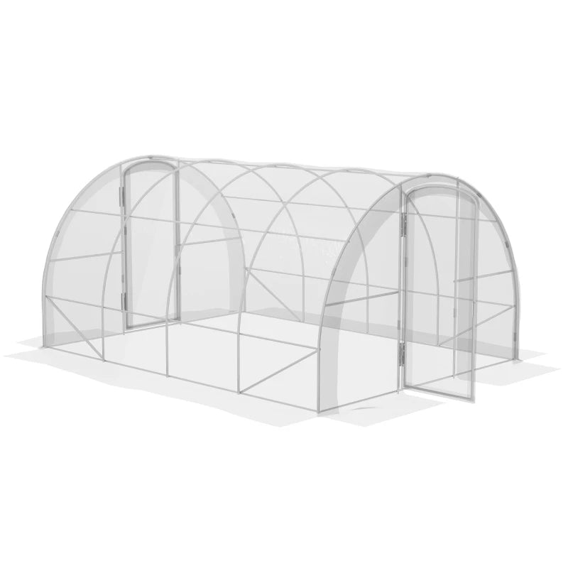 Green Walk-in Polytunnel Greenhouse, 4x3m, PE Cover, Steel Frame