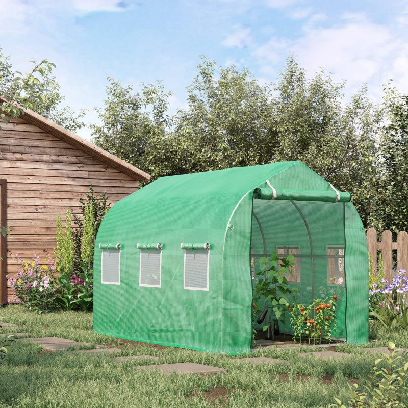 Green Walk-In Garden Poly Greenhouse (3x2m)