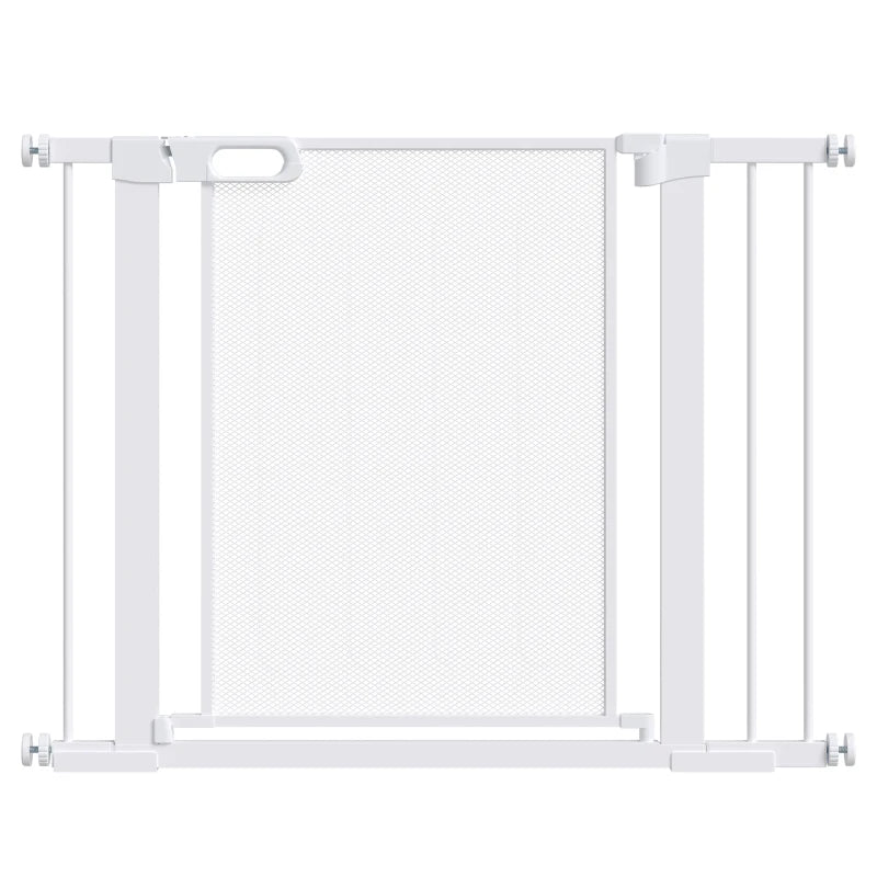 Pet Safety Gate for Doorways & Staircases - Adjustable 75-103cm with Extensions Kit - White Color, Ideal for Hallways