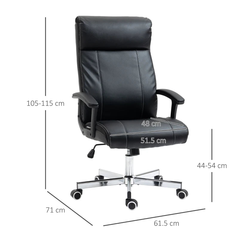 Vinsetto High Back Massage Office Chair - PU Leather Desk Chair with 6 Point Massage, Adjustable Height & Remote Control, Black
