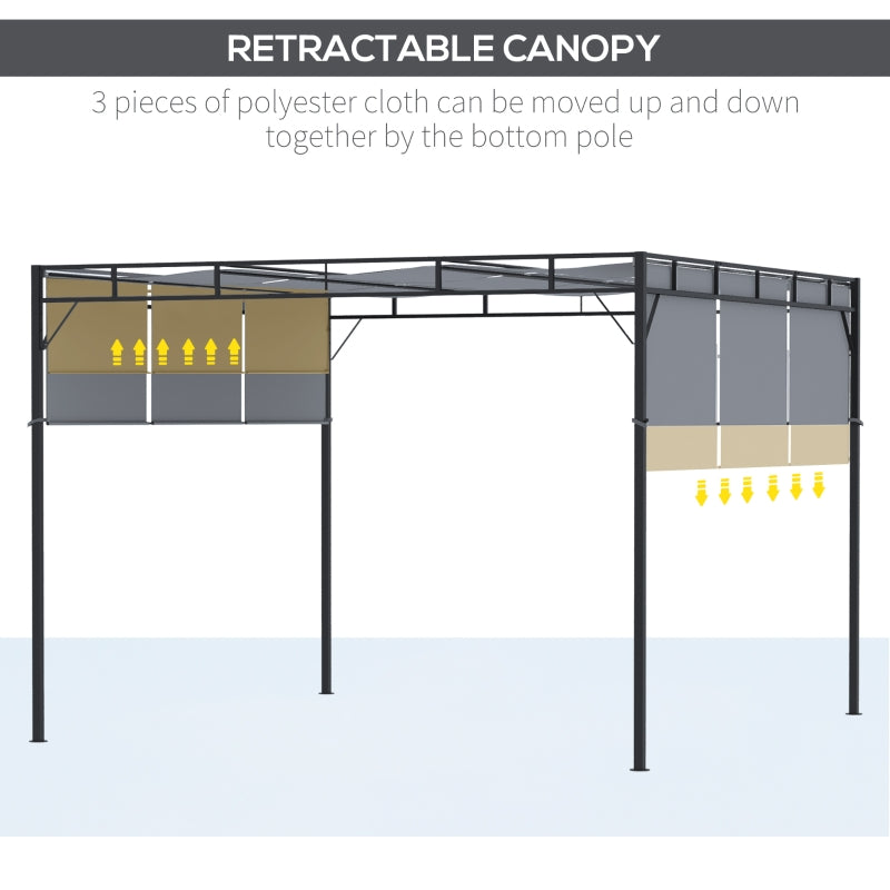 3m x 3m Steel Pergola With Retractable Roof