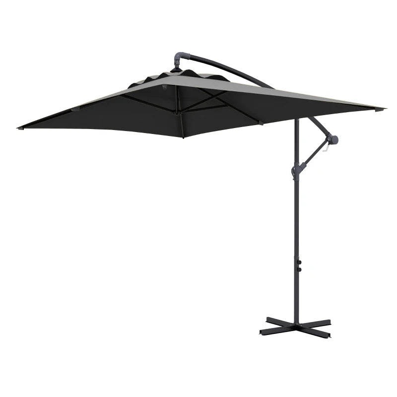 Grey 3m Overhanging Cantilever Parasol with Cross Base