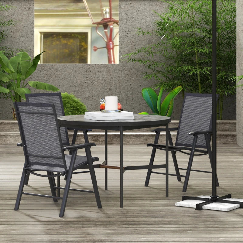 6-Piece Dark Grey Folding Outdoor Dining Chairs Set