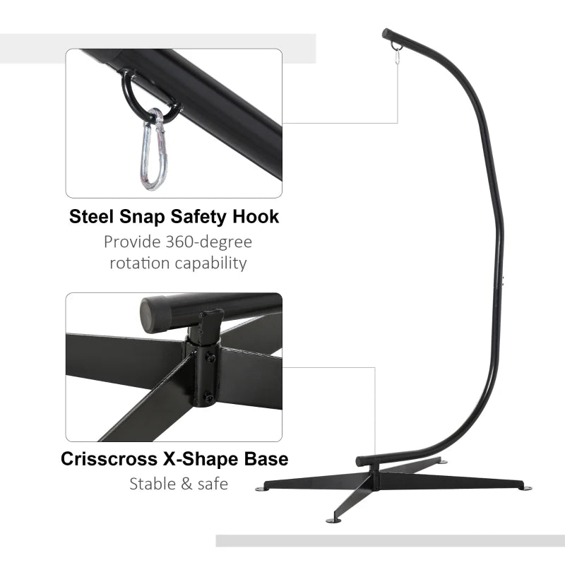 Steel Hanging Hammock Chair Stand - Black