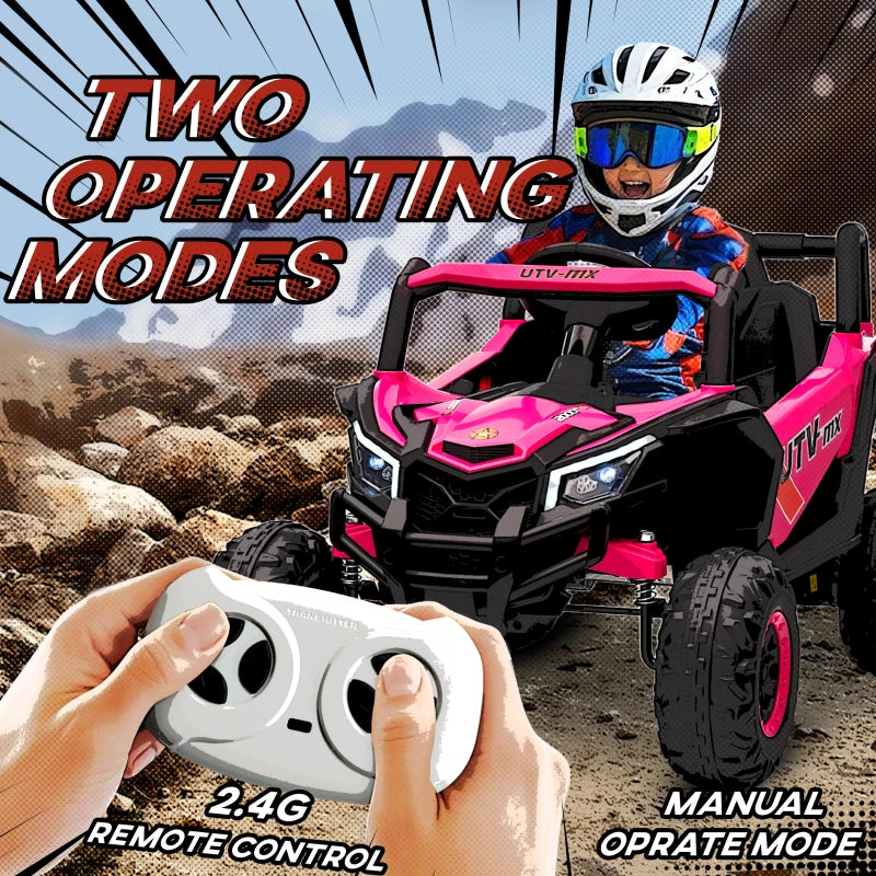 12V Kids Electric Ride On Car with Remote Control and Suspension for Ages 3-5 Pink