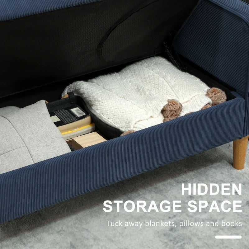 Small Blue Corduroy Two-Seater Sofa for Compact Living Spaces