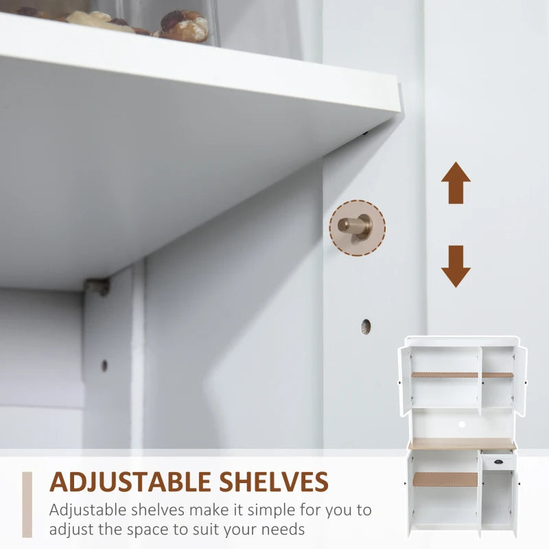 Modern 180cm Freestanding Kitchen Cabinet with Open Countertop and Ample Storage Space