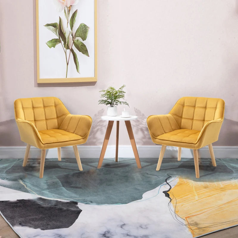 Stylish Modern Accent Chair with Wide Arms and Slanted Back for Living Room, Bedroom or Home Office in Yellow