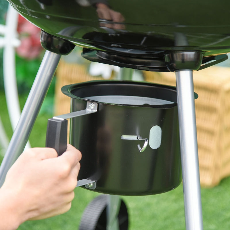 Portable Charcoal Grill with Wheels - Black/Silver, 57x63x94 cm