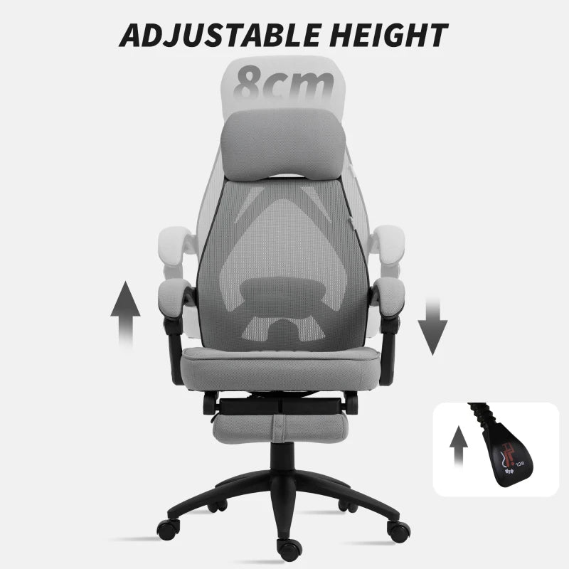 Vinsetto High Back Office Chair with Footrest - Adjustable Swivel Desk Chair with Headrest for Home Office - Dark Grey