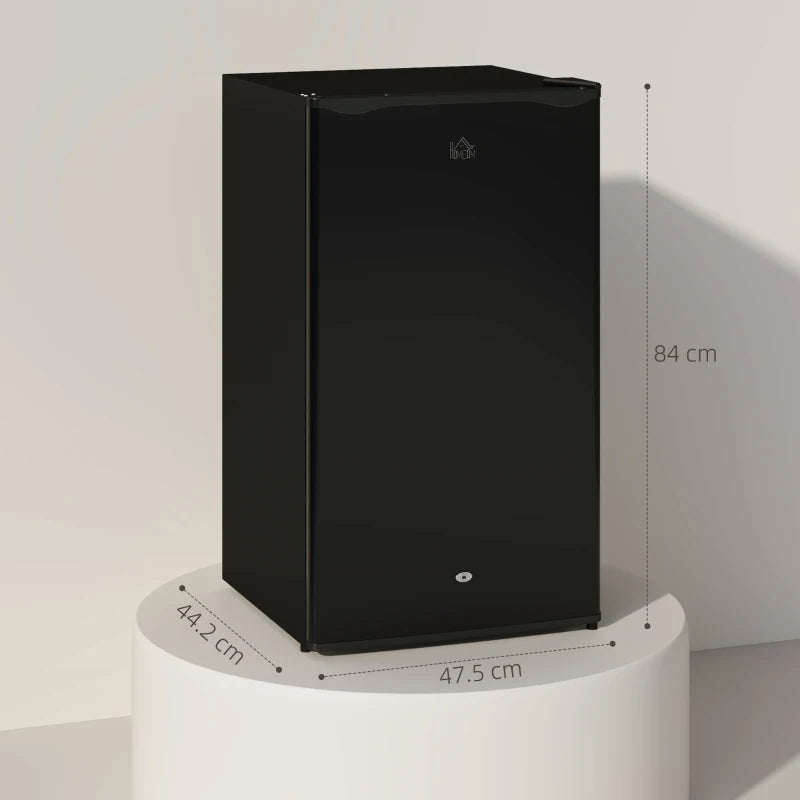 91L Freestanding Under-Counter Fridge with Lock - Stylish Black Mini Refrigerator for Home, Office, or Bar Use