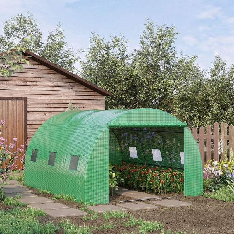 Green Walk-in Garden Tunnel Greenhouse Tent, 4x3M