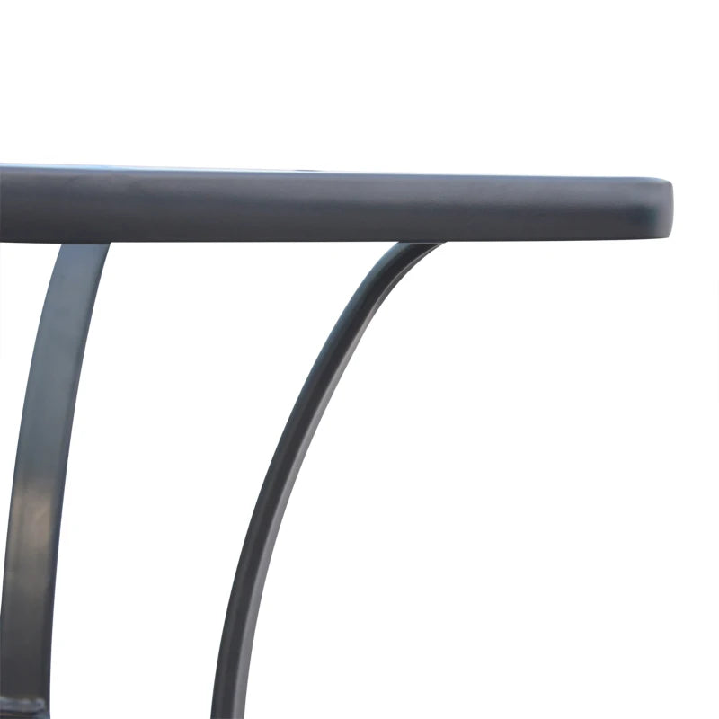 Black Square Outdoor Glass Top Dining Table, Metal Frame, 68.5 x 68.5 x 84cm