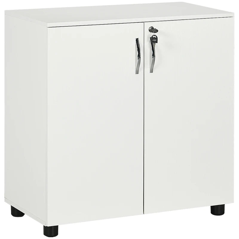 Vinsetto Two-Tier Locking Office Storage Cabinet - Modern White File Organizer for Home & Office Use