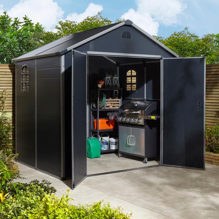 8x6 Dark Grey Plastic Apex Shed