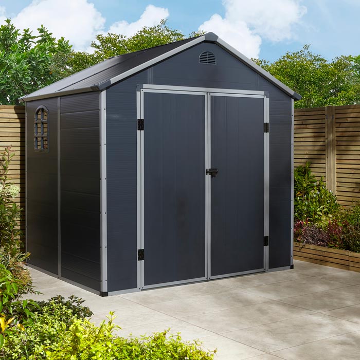 8x6 Dark Grey Plastic Apex Shed