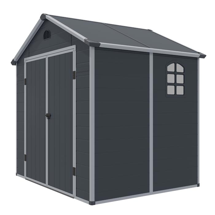 8x6 Dark Grey Plastic Apex Shed