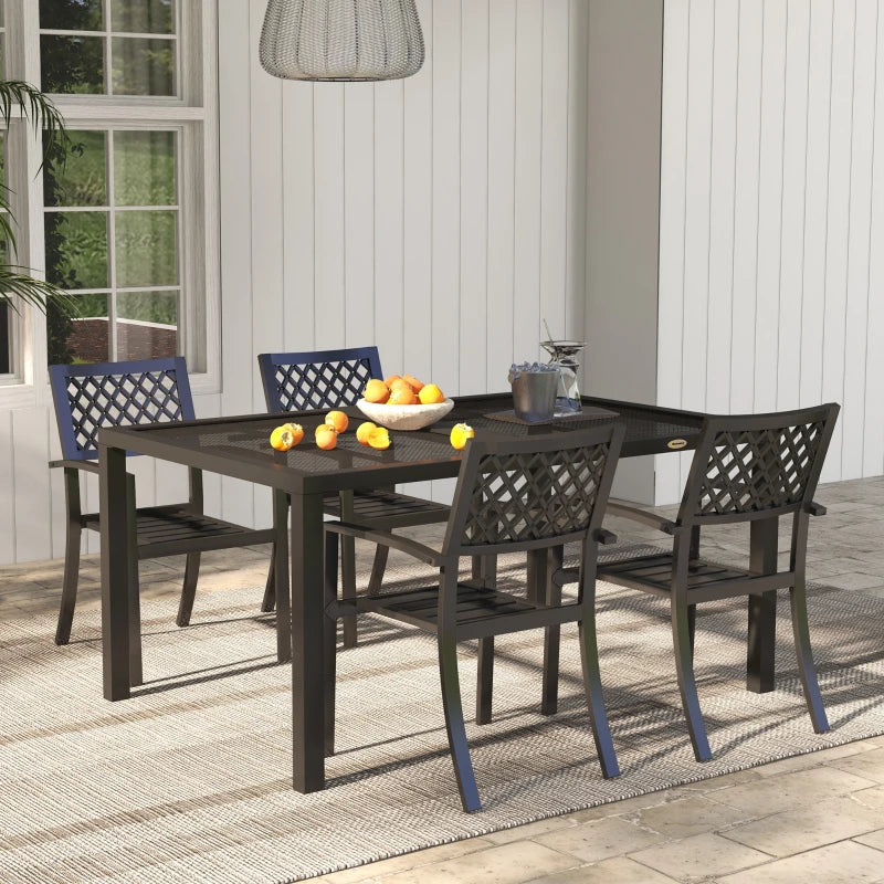 Grey Steel Garden Table with Wired Top - 4 Seater