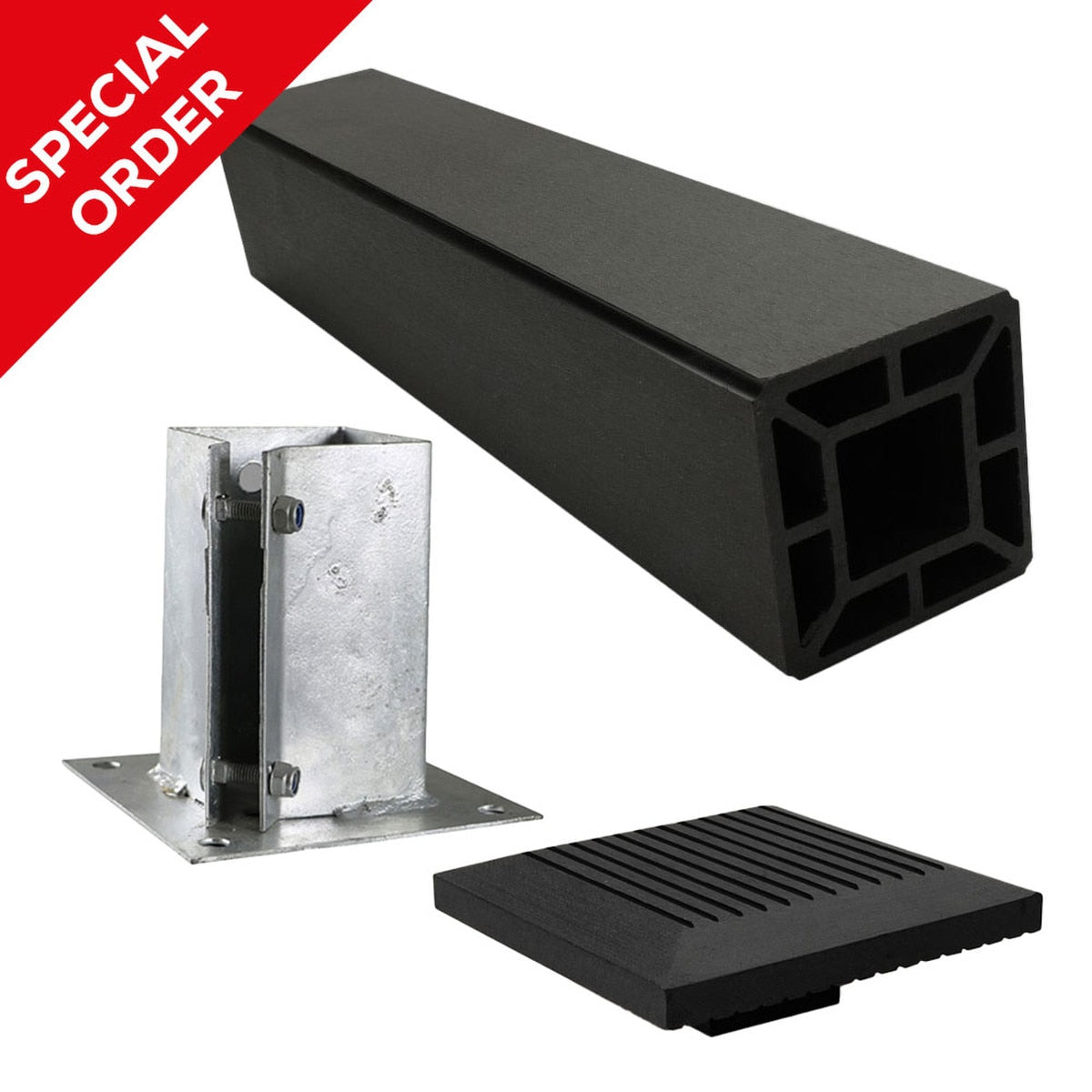 Ambideck Composite Balustrade Kit Part 2B – 1150mm Newel Post, Bolt Down Support & Cap