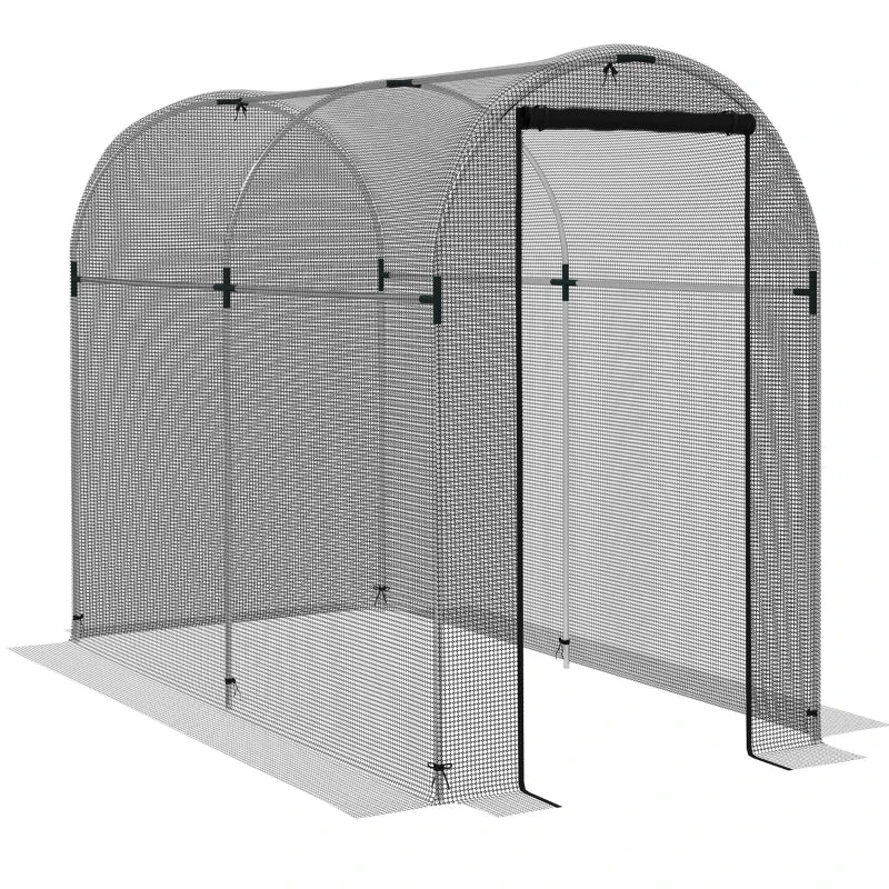 Black Steel Fruit Cage Plant Protection Tent with Zipped Door, 1.2 x 2.4 x 1.9m