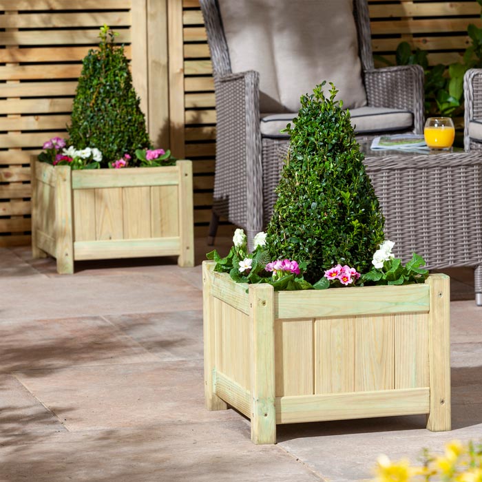 Large Wooden Planters Set - Pack of 2