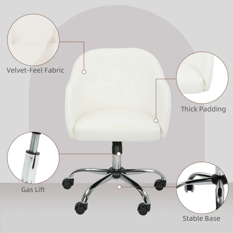 Luxurious Cream Velvet-Feel Office Chair 46-56 cm Height Adjustable Ergonomic Design for Comfort and Style