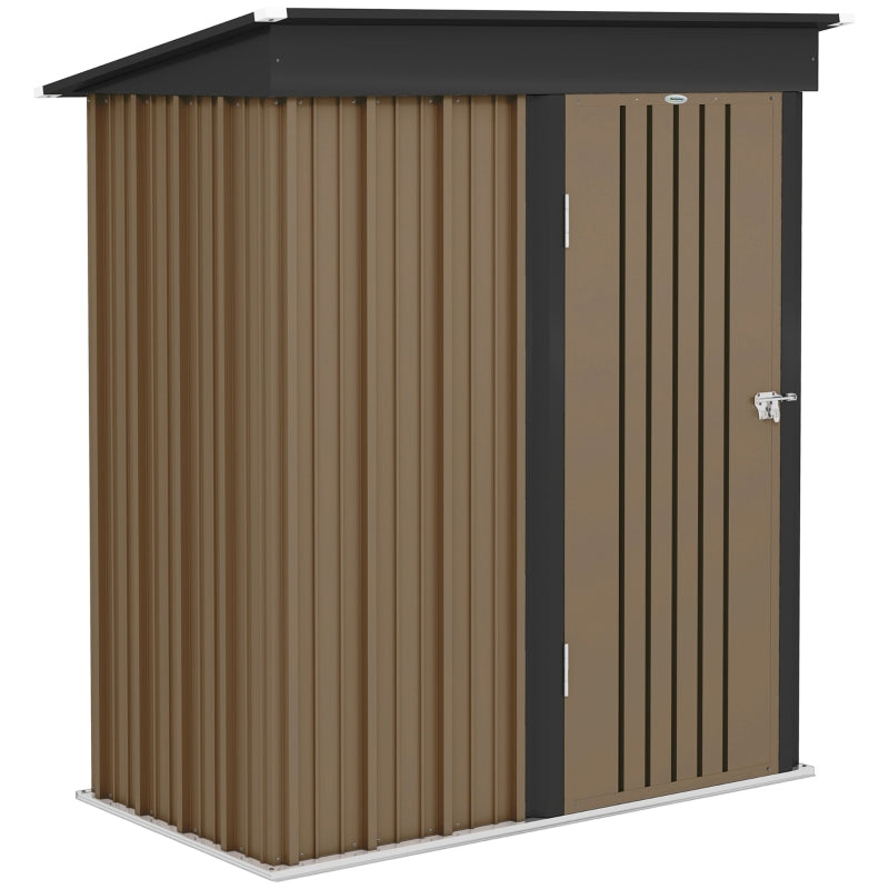 5' x 3' x 6' Brown Metal Garden Shed with Adjustable Shelf