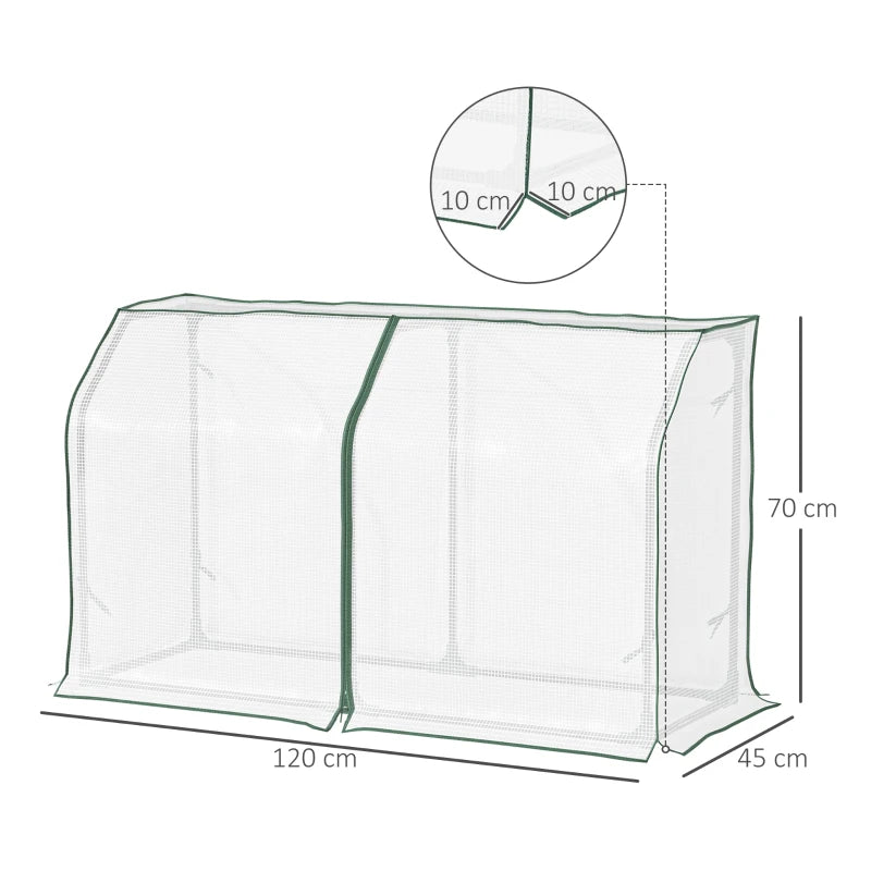 Portable White Mini Greenhouse for Plants - 120 x 45 x 70cm